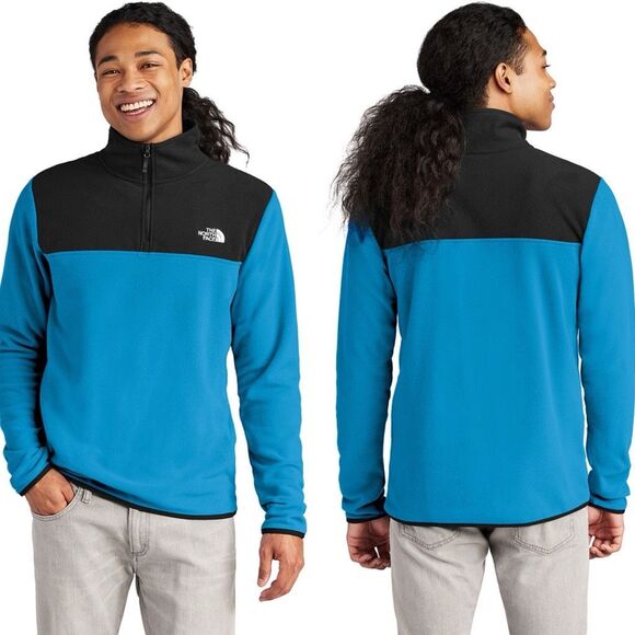 The North Face Blue Black Hero 1/4 Zip Fleece Large - Picture 1 of 9